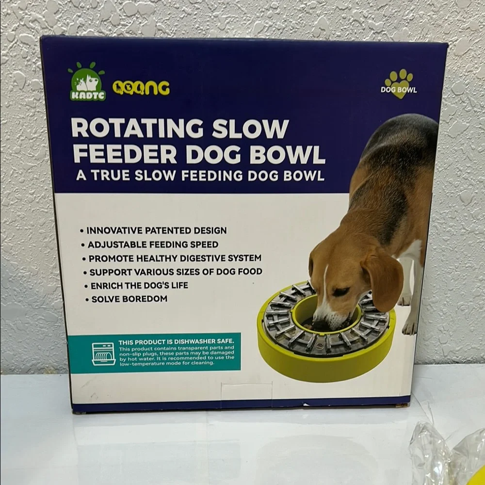 KADTC Rotating Slow Feeder Dog Bowl - Yellow NWT